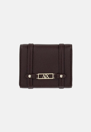 ARMANI EXCHANGE Portafogli marrone da donna con patta frontale e dettaglio logo metallico XW002613AF15632 U6032 ARMANI EXCHANGE 