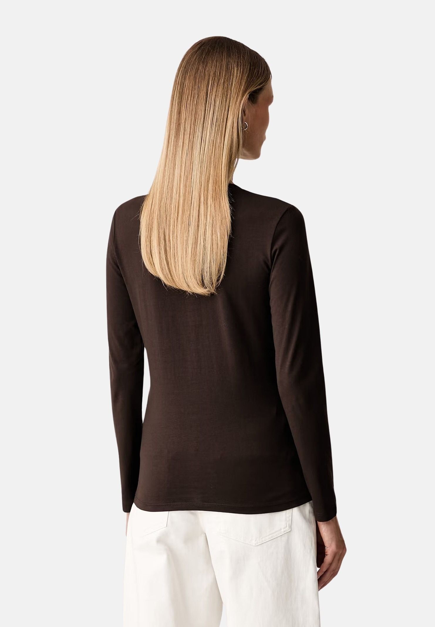 ARMANI EXCHANGE T-shirt manica lunga  marrone da donna con scritta logo metallica sul petto XW002761AF23954 U6032 ARMANI EXCHANGE 