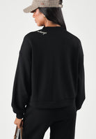 ARMANI EXCHANGE Felpa girocollo basic nera per donna con costine e dettaglio logo sulla spalla. XW002853AF16111 UC001 ARMANI EXCHANGE 