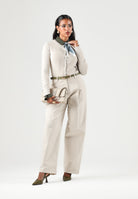 ARMANI EXCHANGE Cardigan corto REPERTOIRE bianco-beige da donna con scollo rotondo e bottoni decorativi. XW002883AF10352 U1039 ARMANI EXCHANGE 