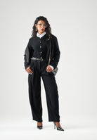 ARMANI EXCHANGE Cardigan corto REPERTOIRE nero da donna con scollo rotondo e bottoni decorativi. XW002883AF10352 UC001 ARMANI EXCHANGE 