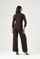 ARMANI EXCHANGE Pantaloni grigio scuro per donna con gamba ampia e placchetta logo in vita. XW002884AF10352 U6032 ARMANI EXCHANGE 