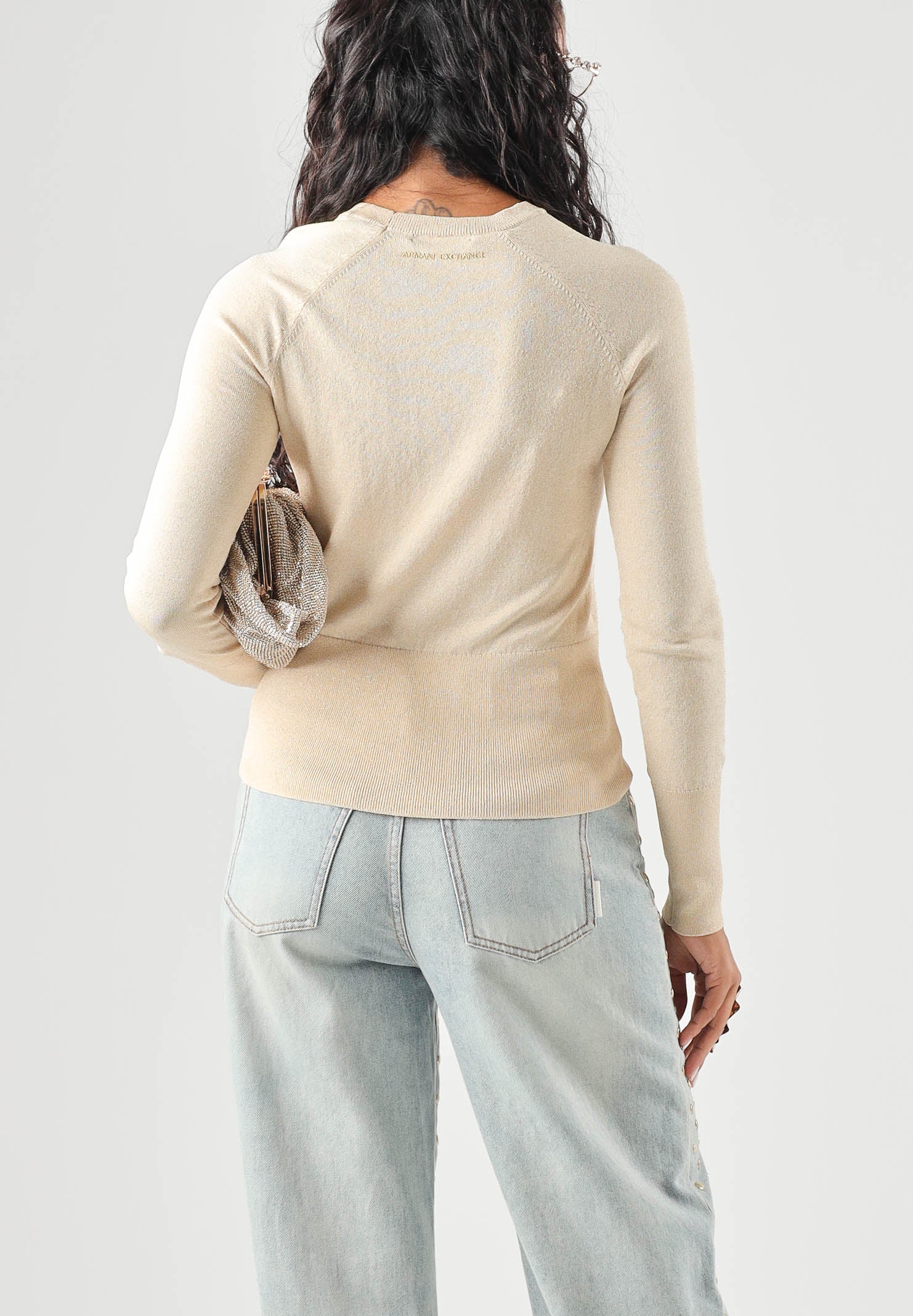ARMANI EXCHANGE Maglione girocollo LUREX burro per donna con filato luminoso. XW002895AF26001 M2005 ARMANI EXCHANGE 