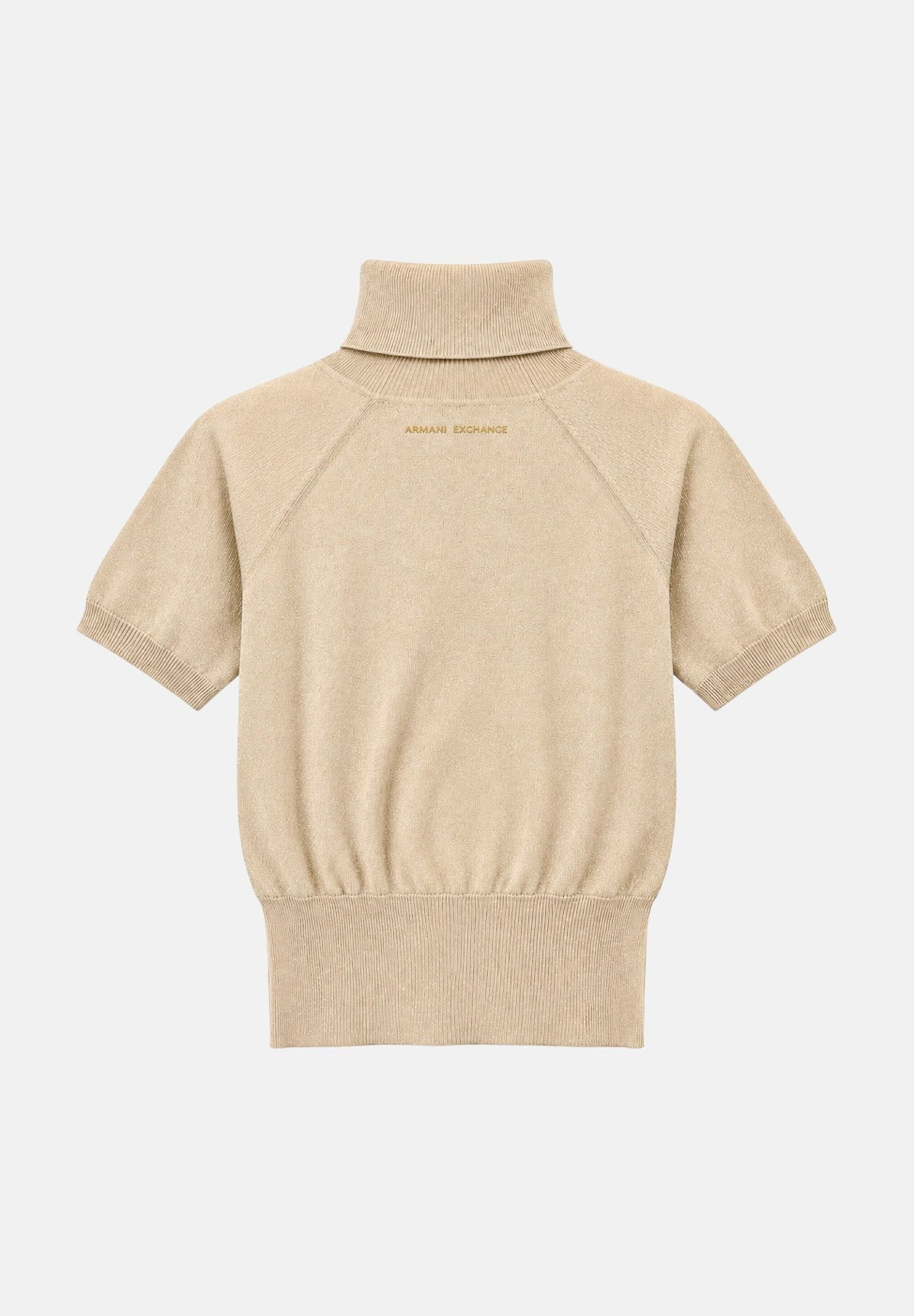 ARMANI EXCHANGE Maglione girocollo beige per donna con filato luminoso e mini logo posteriore XW002897AF26001 M2005 ARMANI EXCHANGE 