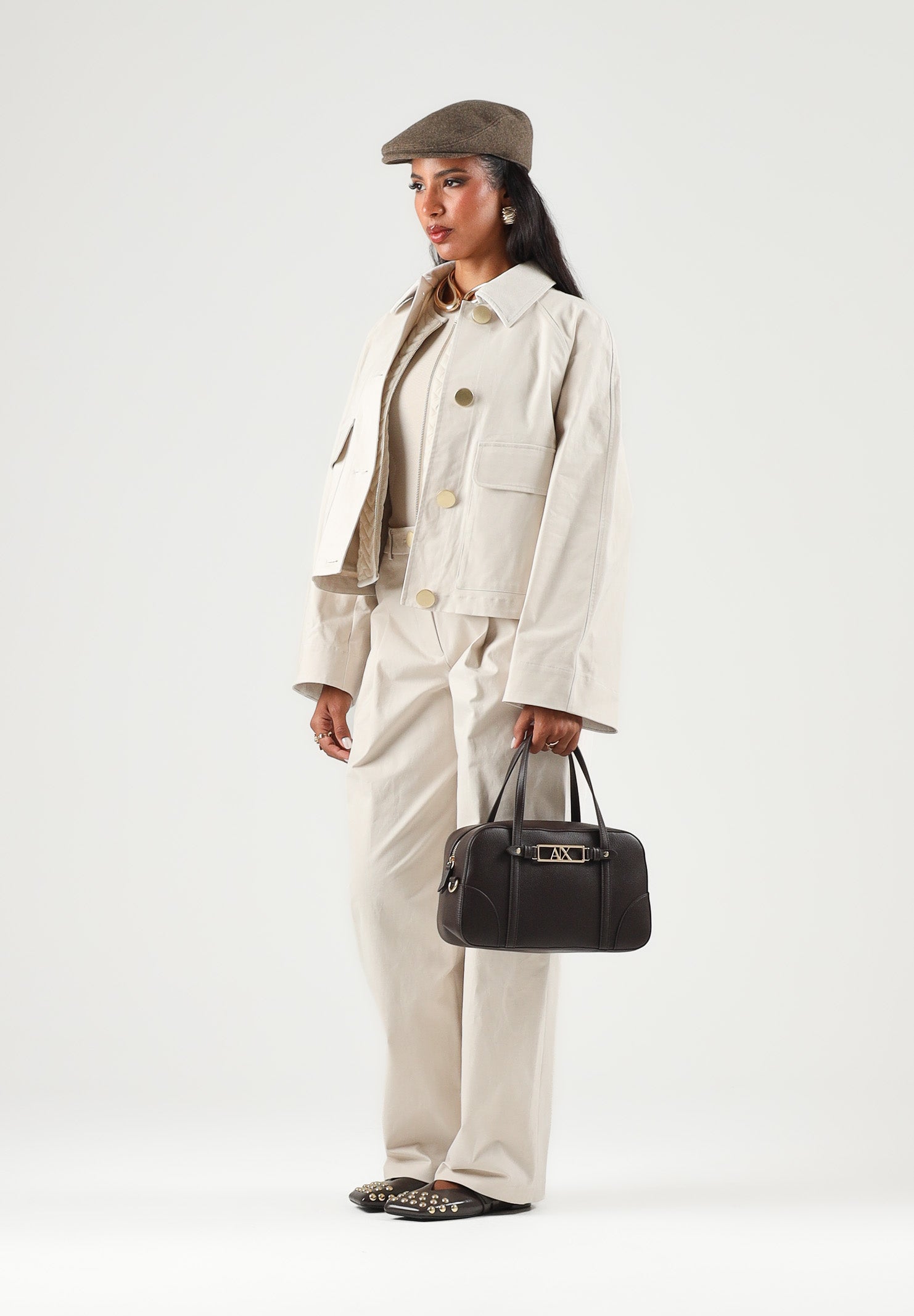ARMANI EXCHANGE Giacca corta bianca da donna con colletto a camicia e tasche applicate. XW002930AF26077 U1039 ARMANI EXCHANGE 