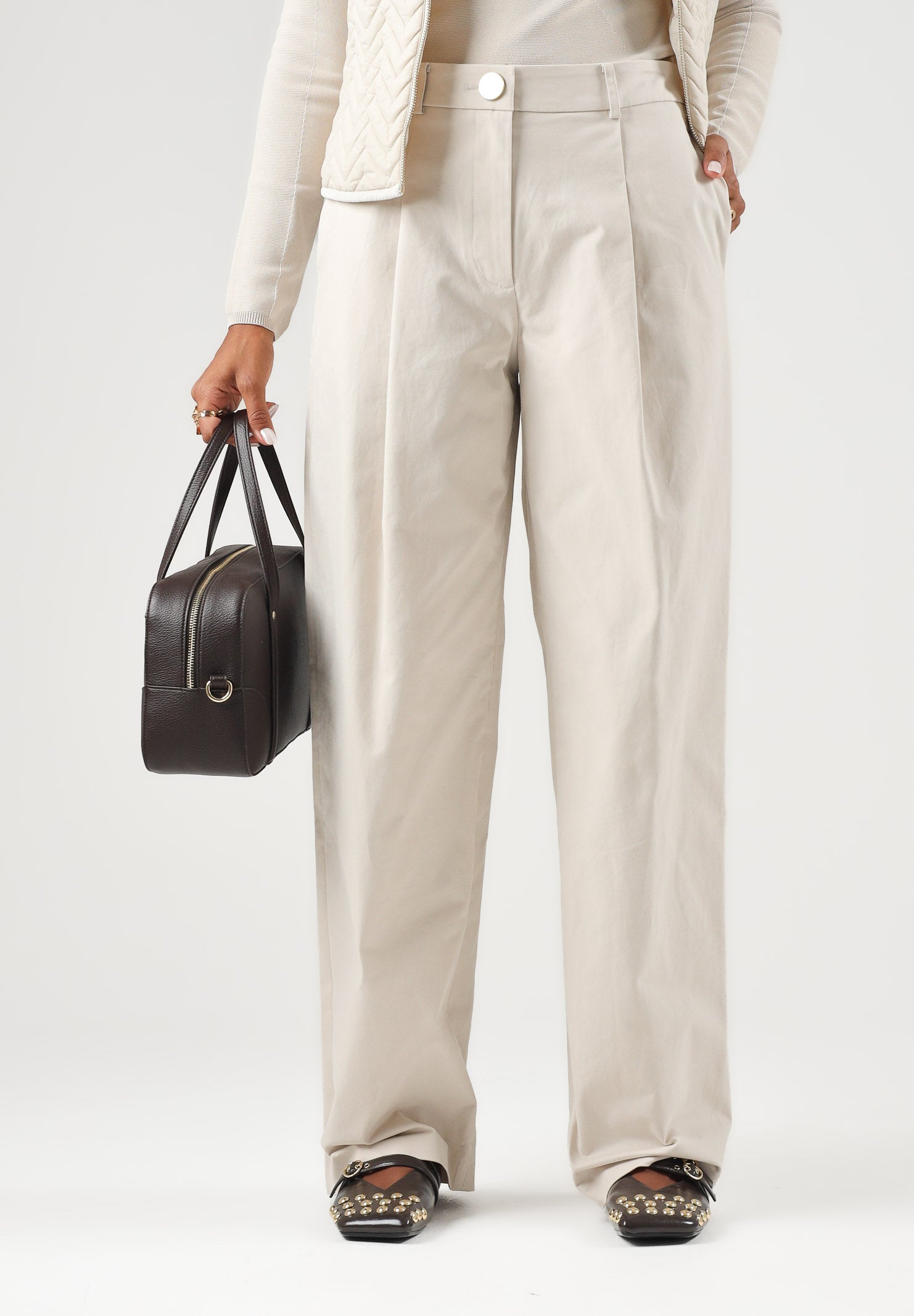 ARMANI EXCHANGE Pantalone elegante bianco-beige da donna con pince in vita e tasche laterali XW002932AF26077 U1039 ARMANI EXCHANGE 