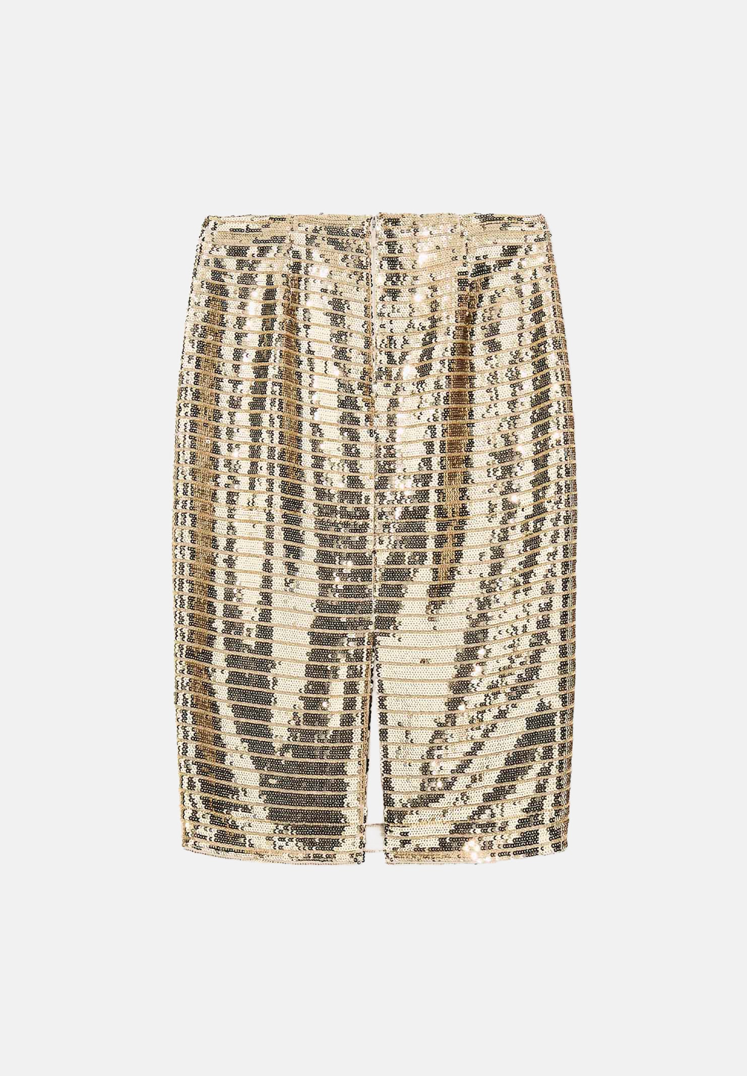 ARMANI EXCHANGE Gonna corta opulent- oro per donna con vita dritta e superficie ricoperta di paillettes. XW002944AF26086 F1053 ARMANI EXCHANGE 