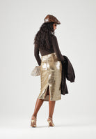 ARMANI EXCHANGE Gonna corta opulent- oro per donna con vita dritta e superficie ricoperta di paillettes. XW002944AF26086 F1053 ARMANI EXCHANGE 
