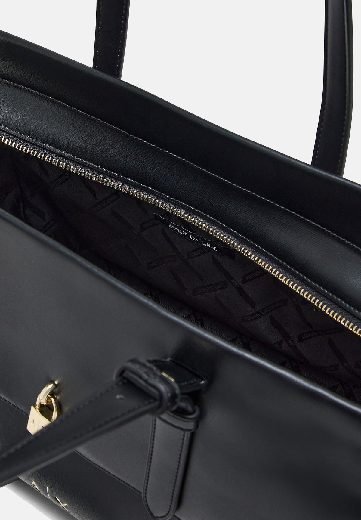 ARMANI EXCHANGE Borsa a mano nero per donna con patta frontale e chiusura con lucchetto decorativo. XW003020AF28605 UC001 ARMANI EXCHANGE 