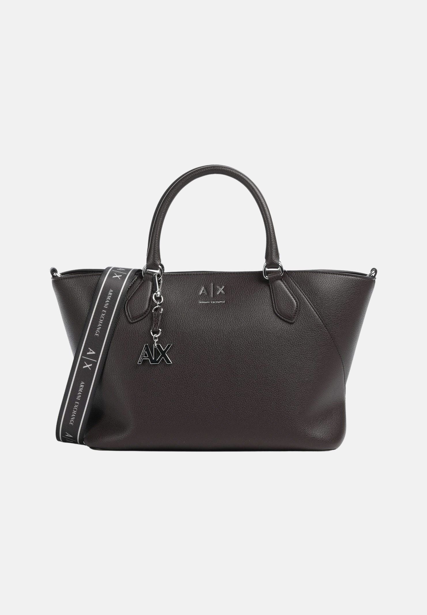 ARMANI EXCHANGE Borsa a mano antagonist grigia da donna con tracolla logata e manici strutturati XW003086AF26569 U6032 ARMANI EXCHANGE 