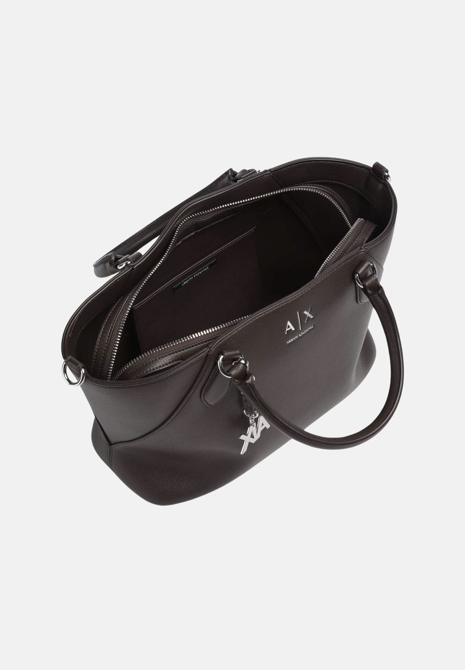 ARMANI EXCHANGE Borsa a mano antagonist grigia da donna con tracolla logata e manici strutturati XW003086AF26569 U6032 ARMANI EXCHANGE 