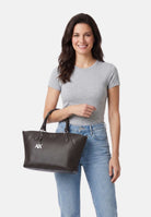 ARMANI EXCHANGE Borsa a mano antagonist grigia da donna con tracolla logata e manici strutturati XW003086AF26569 U6032 ARMANI EXCHANGE 