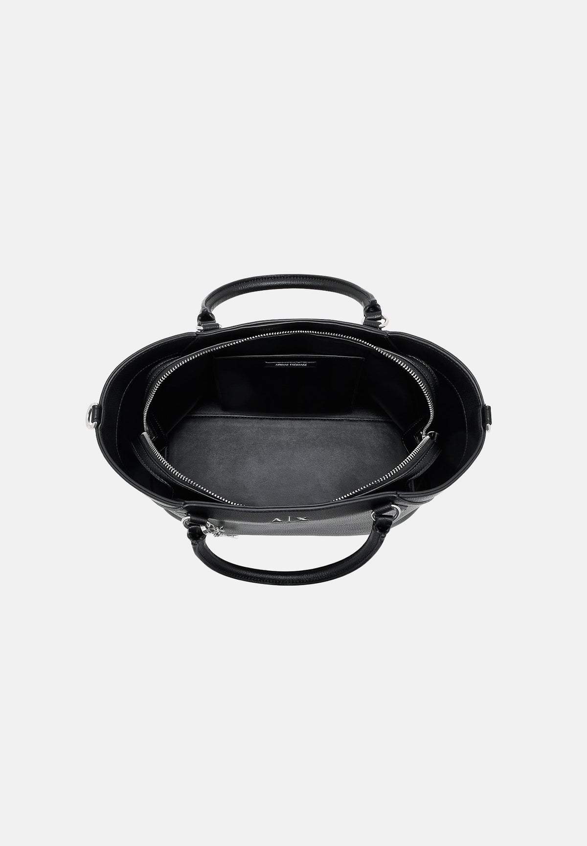 ARMANI EXCHANGE Borsa a mano nera in eco-pelle da  donna con doppi manici e charm logato pendente. XW003086AF26569 UC001 ARMANI EXCHANGE 