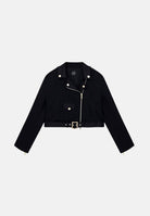 ARMANI EXCHANGE Giubbotto di jeans nero per donna con chiusura zip asimmetrica e cintura sul fondo. XW003135AF16151 UC001 ARMANI EXCHANGE 