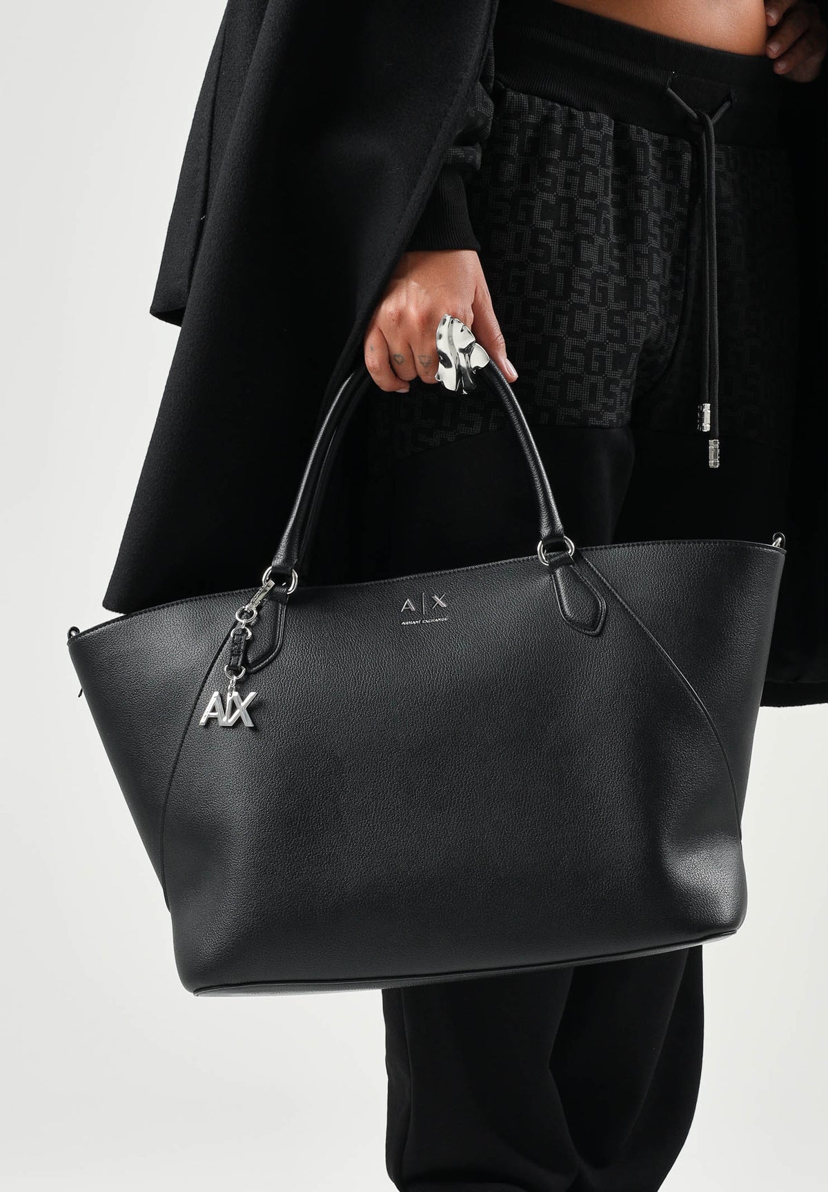 ARMANI EXCHANGE Borsa a mano nera da donna con manici superiori e tracolla removibile XW003142AF26569 UC001 ARMANI EXCHANGE 