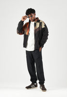AUSTRALIAN Felpa con zip Rust Track Jacket marrone e nera   per uomo con  inserto fantasia geometrica, realizzata in microfibra ARUGC0020 003 AUSTRALIAN 