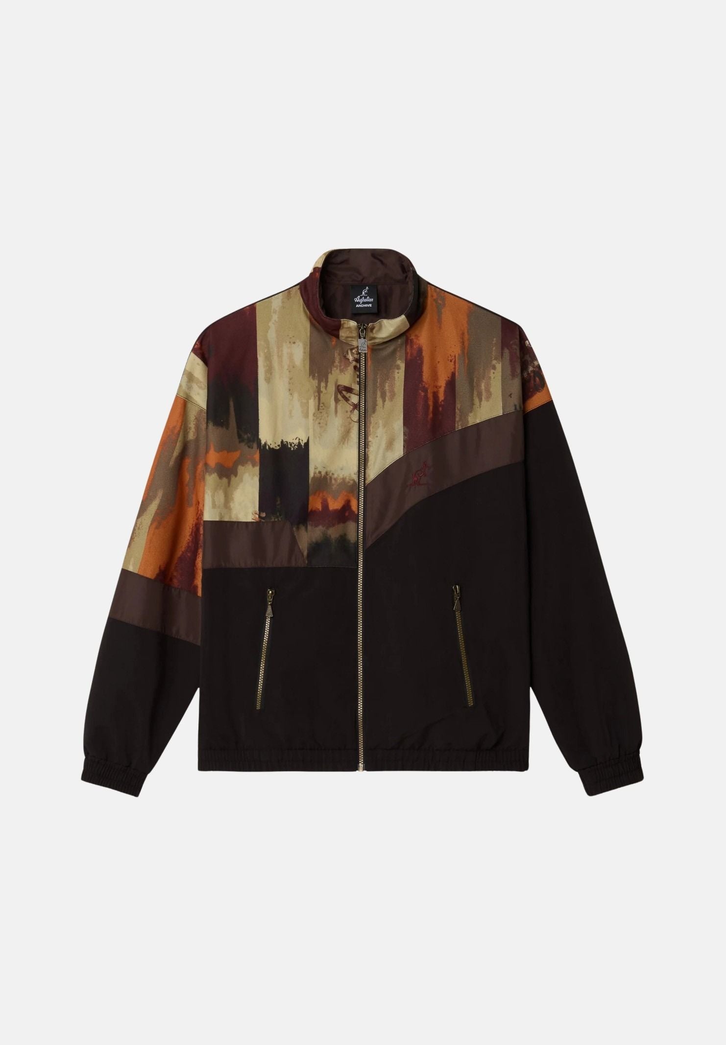 AUSTRALIAN Giacca a vento Rust Track Jacket marrone e nera per uomo con  inserto fantasia geometrica etnica. ARUGC0020 003 AUSTRALIAN 