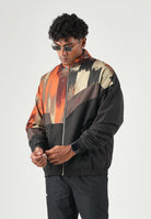 AUSTRALIAN Felpa con zip Rust Track Jacket marrone e nera   per uomo con  inserto fantasia geometrica, realizzata in microfibra ARUGC0020 003 AUSTRALIAN 