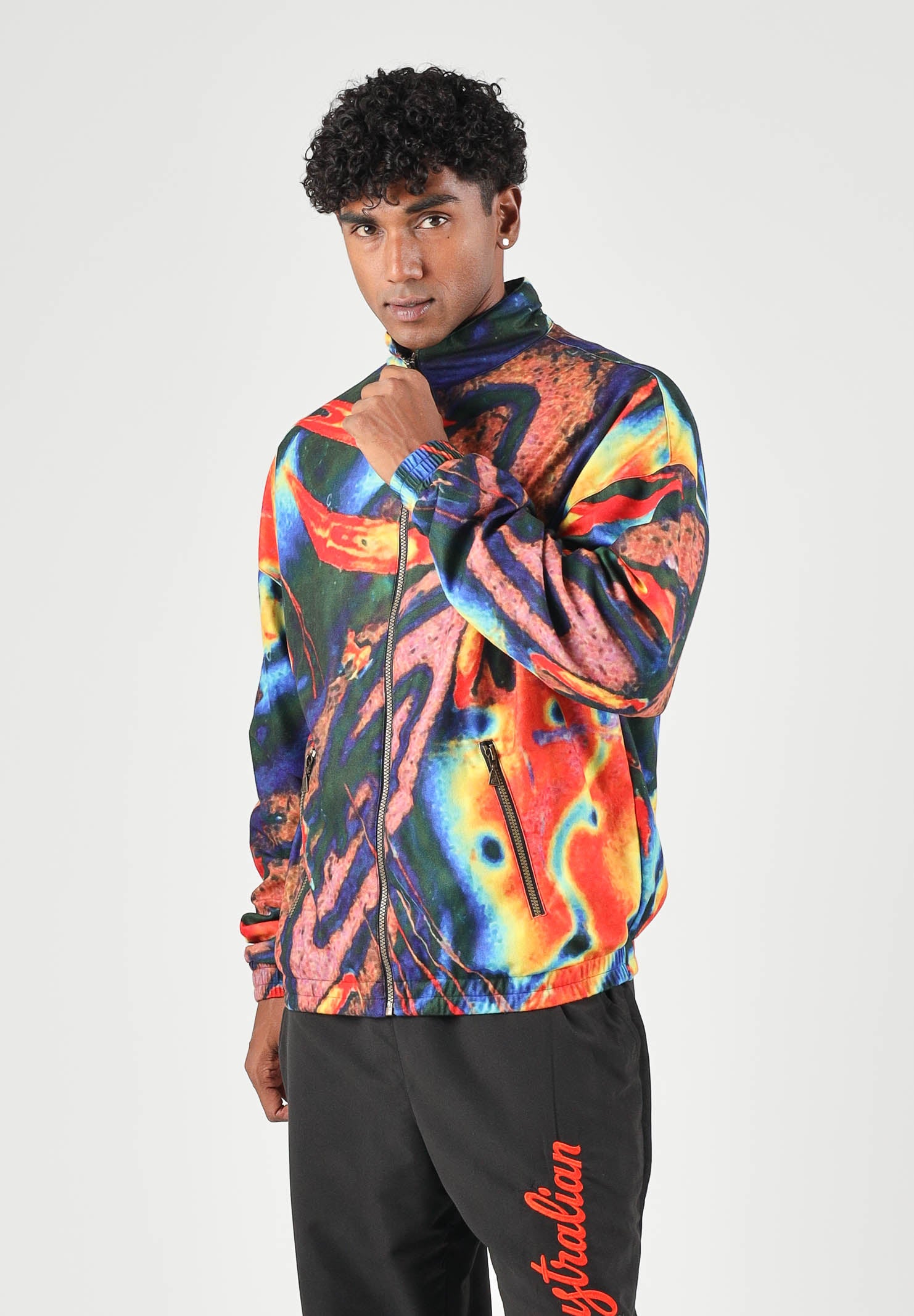 AUSTRALIAN Felpa con zip All Print Sabrinda multicolor-blu  per uomo con stampa grafica astratta, realizzata in microfibra ARUGC0023 842 AUSTRALIAN 
