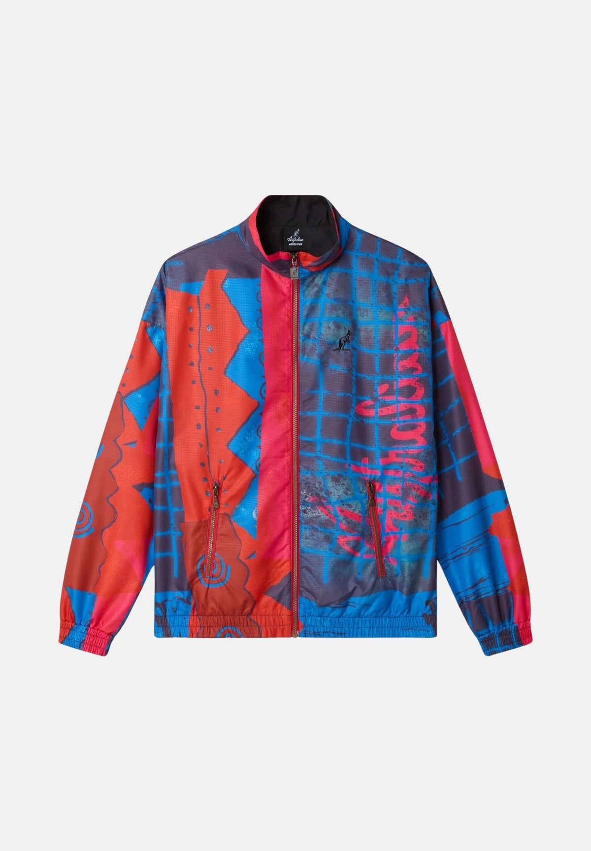 AUSTRALIAN Giacca a vento TRACK JACKET turchese da uomo con chiusura a zip intera e stampa geometrica ARUGC0029 605 AUSTRALIAN 