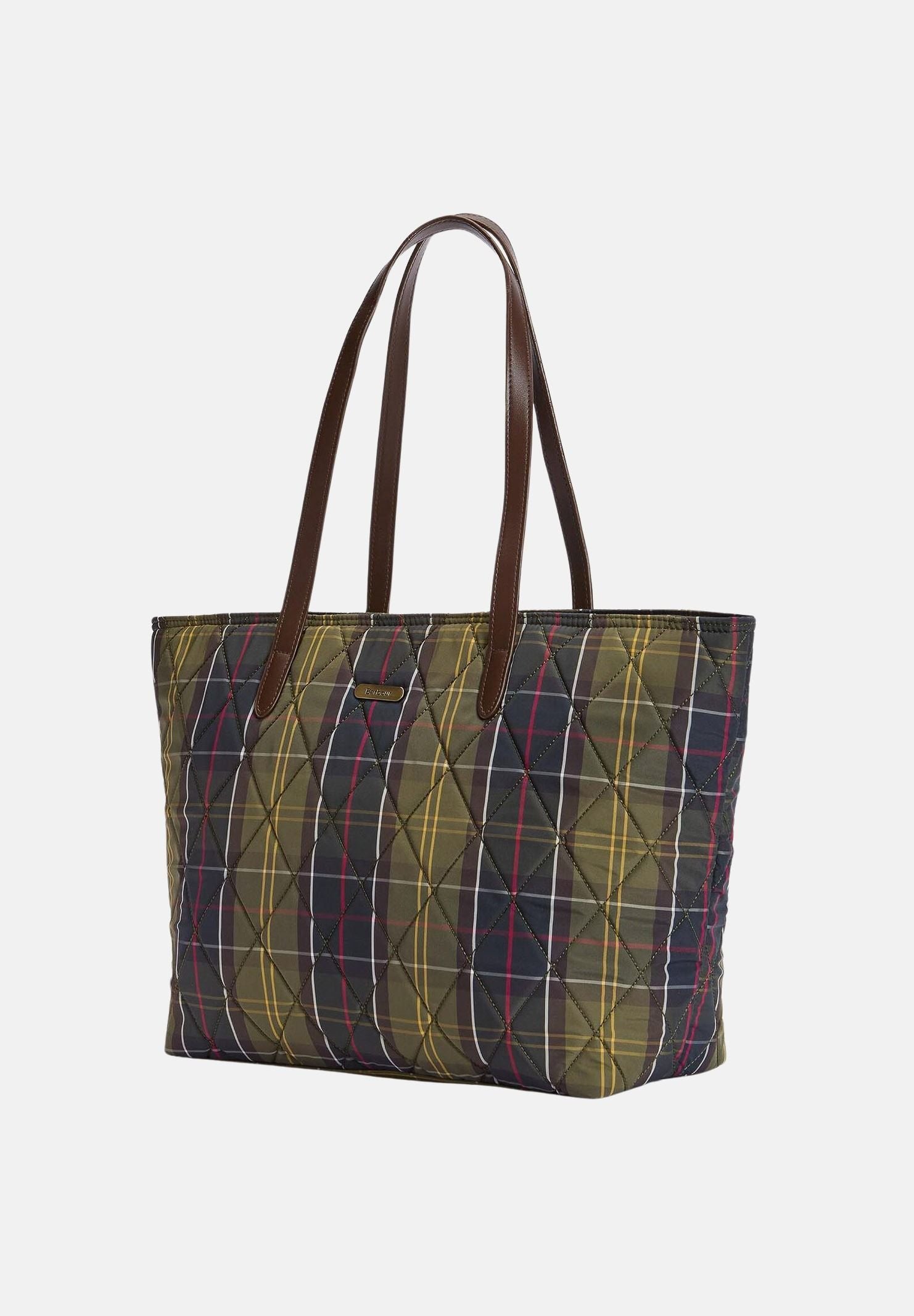BARBOUR Shopper a spalla WETHERHAM tartan verde e blu da donna con portamonete rimovibile e motivo tartan<BR/> 261-LBA0344 OL71 BARBOUR 