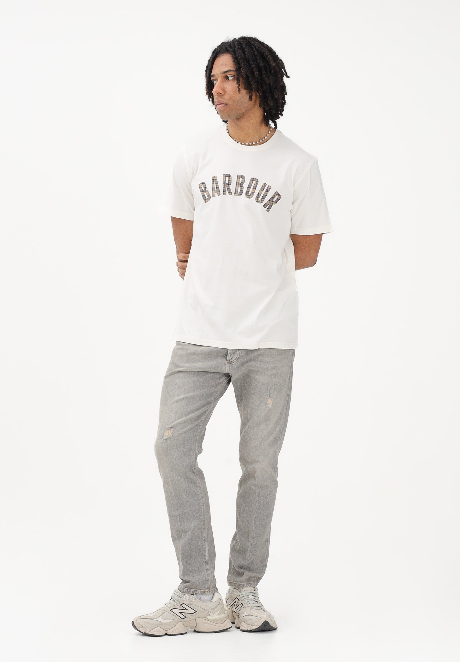 BARBOUR T-shirt a manica corta Berwick panna da uomo 261-MTS1562 WH32 BARBOUR 