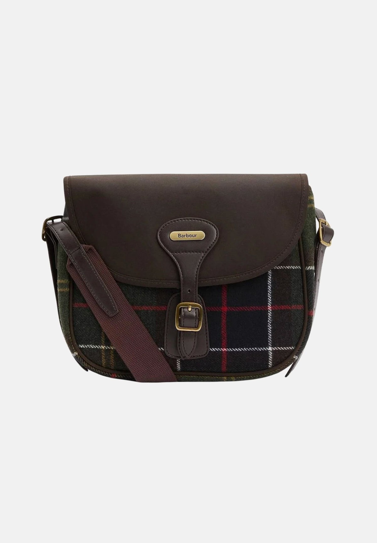BARBOUR Borsa a tracolla TARTAN SADDLE BAG verde da donna con patta e dettagli in pelle 262MLBA0479 OL91 BARBOUR 