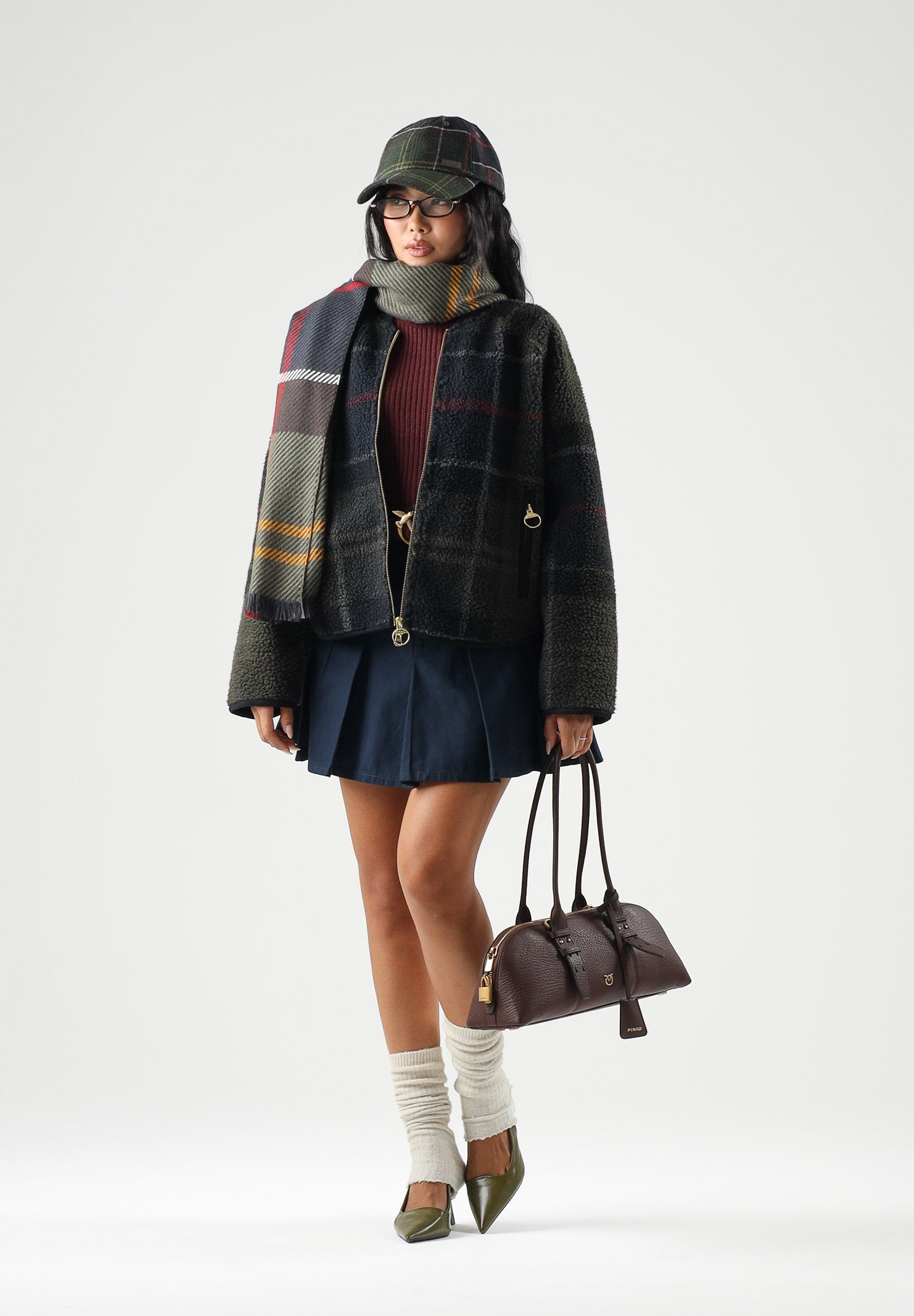 BARBOUR Giacca-bomber  SHADOW TARTAN verde da donna con motivo tartan e chiusura con zip integrale 262MLFL0090 TN43 BARBOUR 