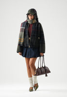 BARBOUR Giacca-bomber  SHADOW TARTAN verde da donna con motivo tartan e chiusura con zip integrale 262MLFL0090 TN43 BARBOUR 