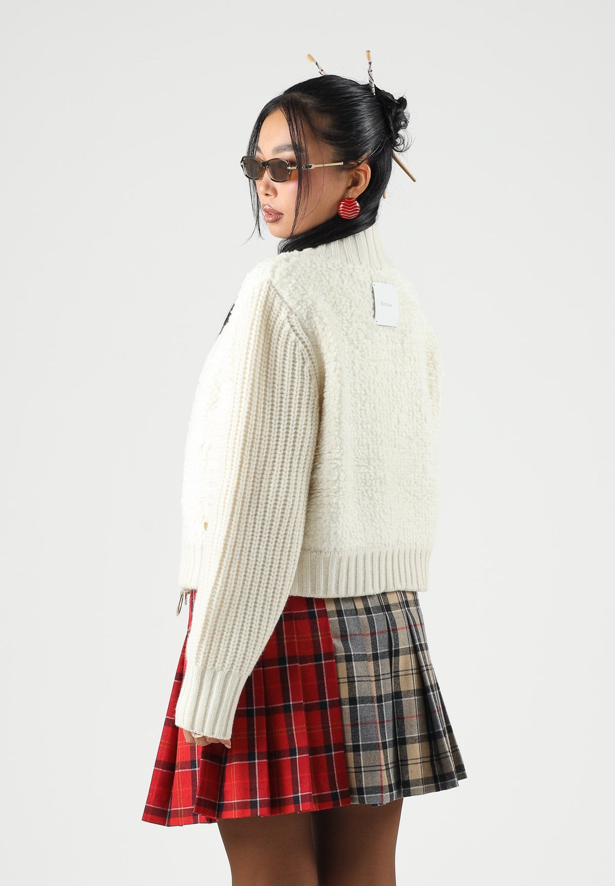 BARBOUR Cardigan corto ecru-panna da donna con tiralampo dorato ad anello. 262MLKN1784 CR31 BARBOUR 