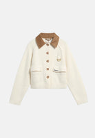 BARBOUR Cardigan corto  COLLARED KNITTED  ecru per donna con colletto in contrasto e tasconi applicati 262MLKN1794 CR31 BARBOUR 