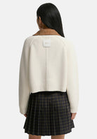 BARBOUR Cardigan corto  COLLARED KNITTED  ecru per donna con colletto in contrasto e tasconi applicati 262MLKN1794 CR31 BARBOUR 
