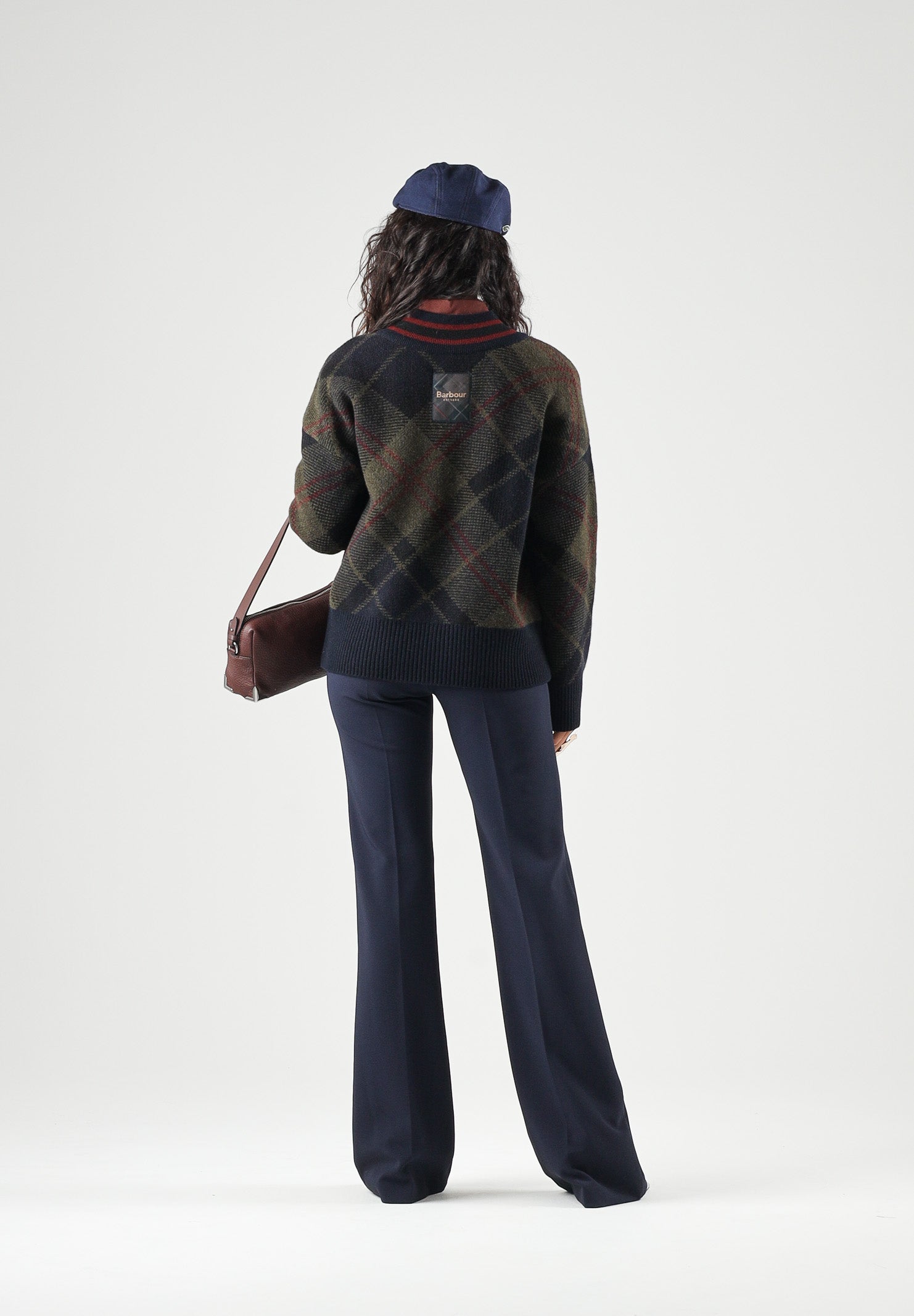 BARBOUR Maglia scollo a V ASHLEY TARTAN verde da donna con motivo argyle 262MLKN1841 TN43 BARBOUR 