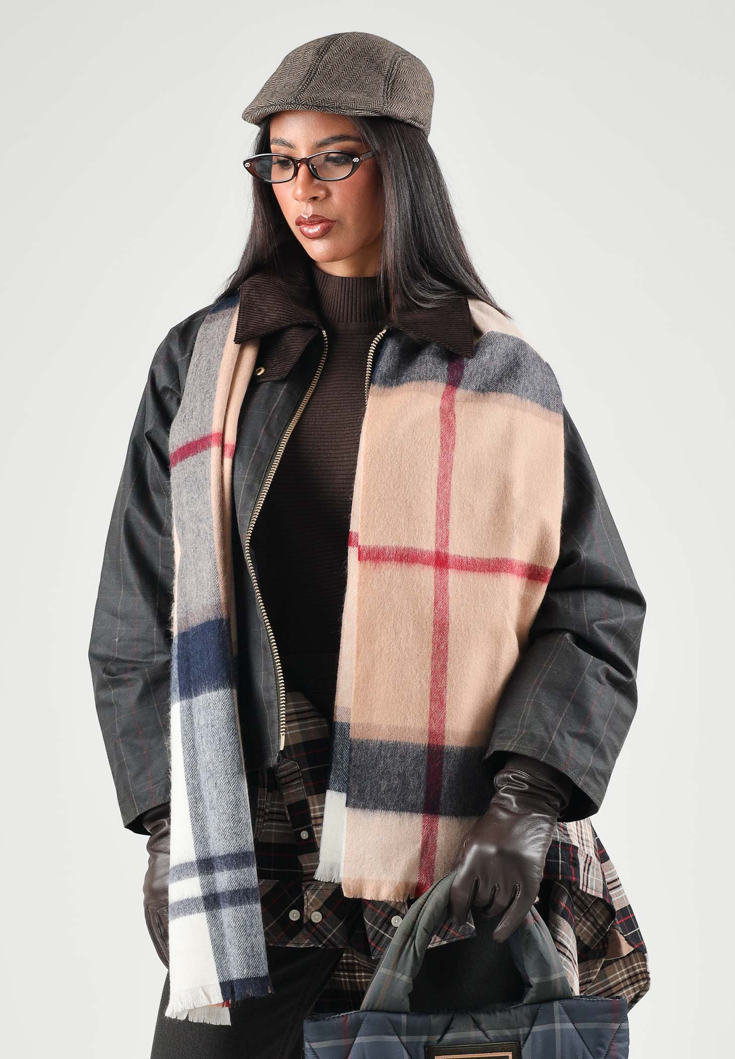 BARBOUR Sciarpa di lana HESSIAN TARTAN beige per donna con motivo a quadri e bordi rifiniti. 262MLSC0354 BR51 BARBOUR 