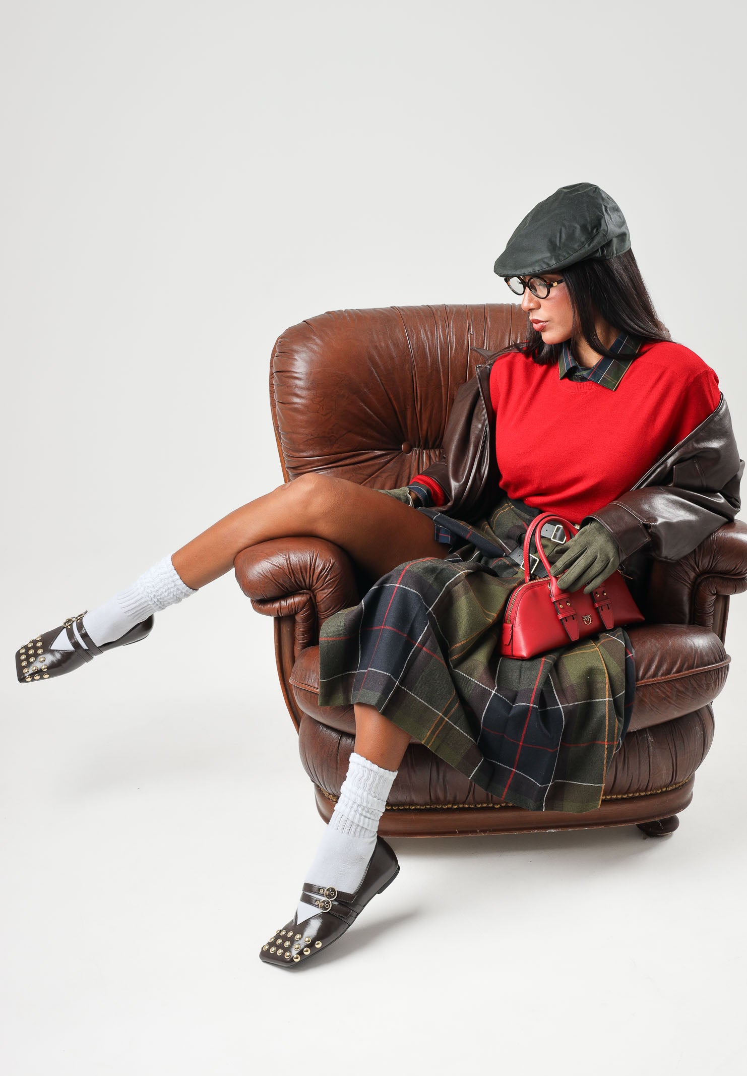 BARBOUR Gonna midi TARTAN KILT verde per donna a pieghe con fantasia a quadri 262MLSK0177 TN11 BARBOUR 