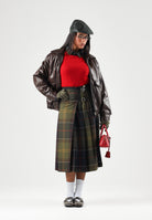 BARBOUR Gonna midi TARTAN KILT verde per donna a pieghe con fantasia a quadri 262MLSK0177 TN11 BARBOUR 