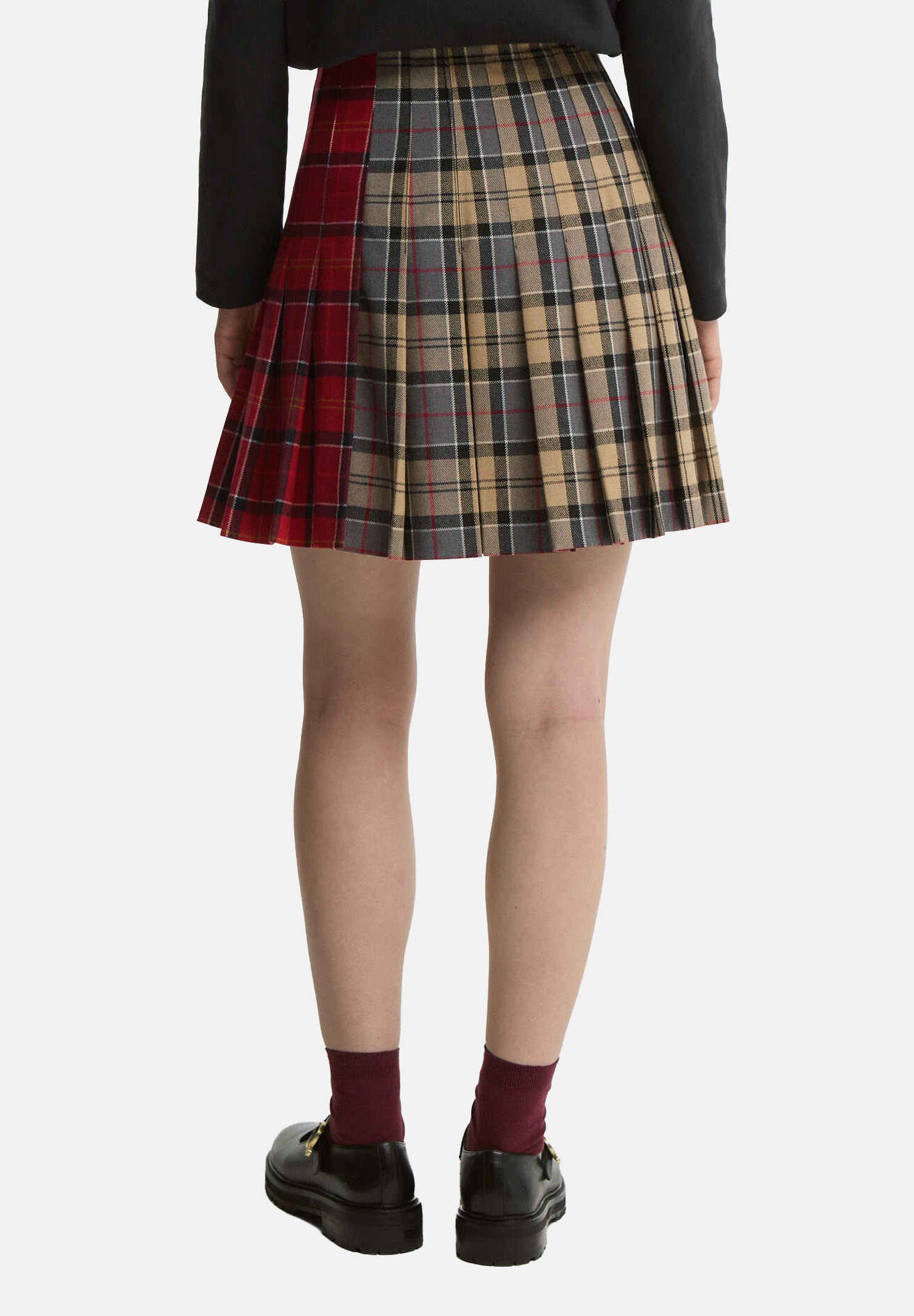 BARBOUR Gonna corta PATCHWORK rossa-verde da donna con lavorazione patchwork tartan e doppi cinturini 262MLSK0181 TN94 BARBOUR 