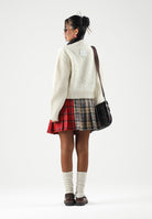BARBOUR Gonna corta PATCHWORK verde-rossa da donna con lavorazione tartan e doppi cinturini 262MLSK0181 TN94 BARBOUR 