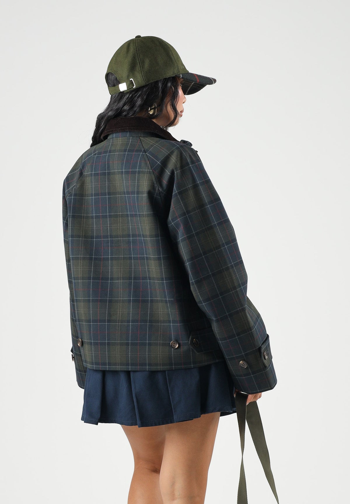 BARBOUR Giacca a vento SANDRA grigio e blu per donna con colletto in velluto a coste 262MLSP0350 NY92 BARBOUR 
