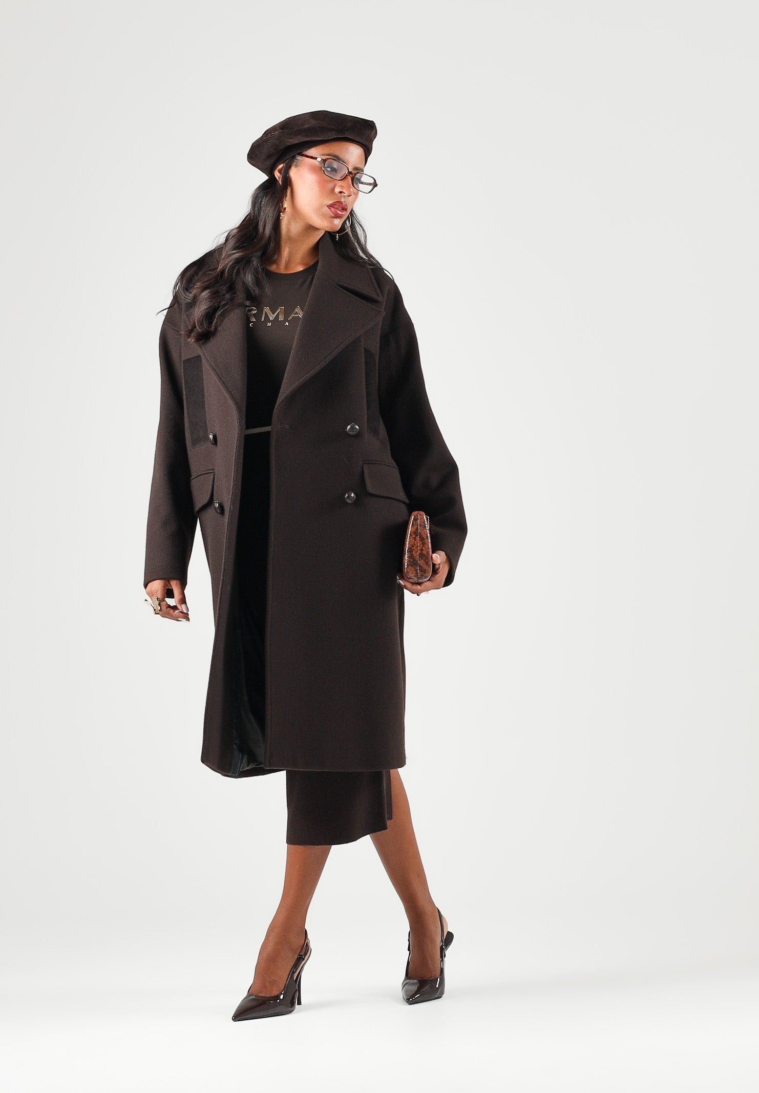 BARBOUR Cappotto rustic - shadow marrone da donna con collo a risvolto doppiopetto e tasche frontali strutturate. 262MLWO0262 BR71 BARBOUR 