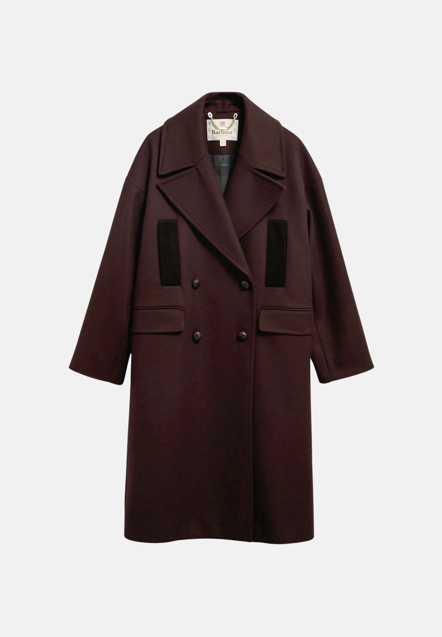 BARBOUR Cappotto rustic - shadow marrone da donna con collo a risvolto doppiopetto e tasche frontali strutturate. 262MLWO0262 BR71 BARBOUR 