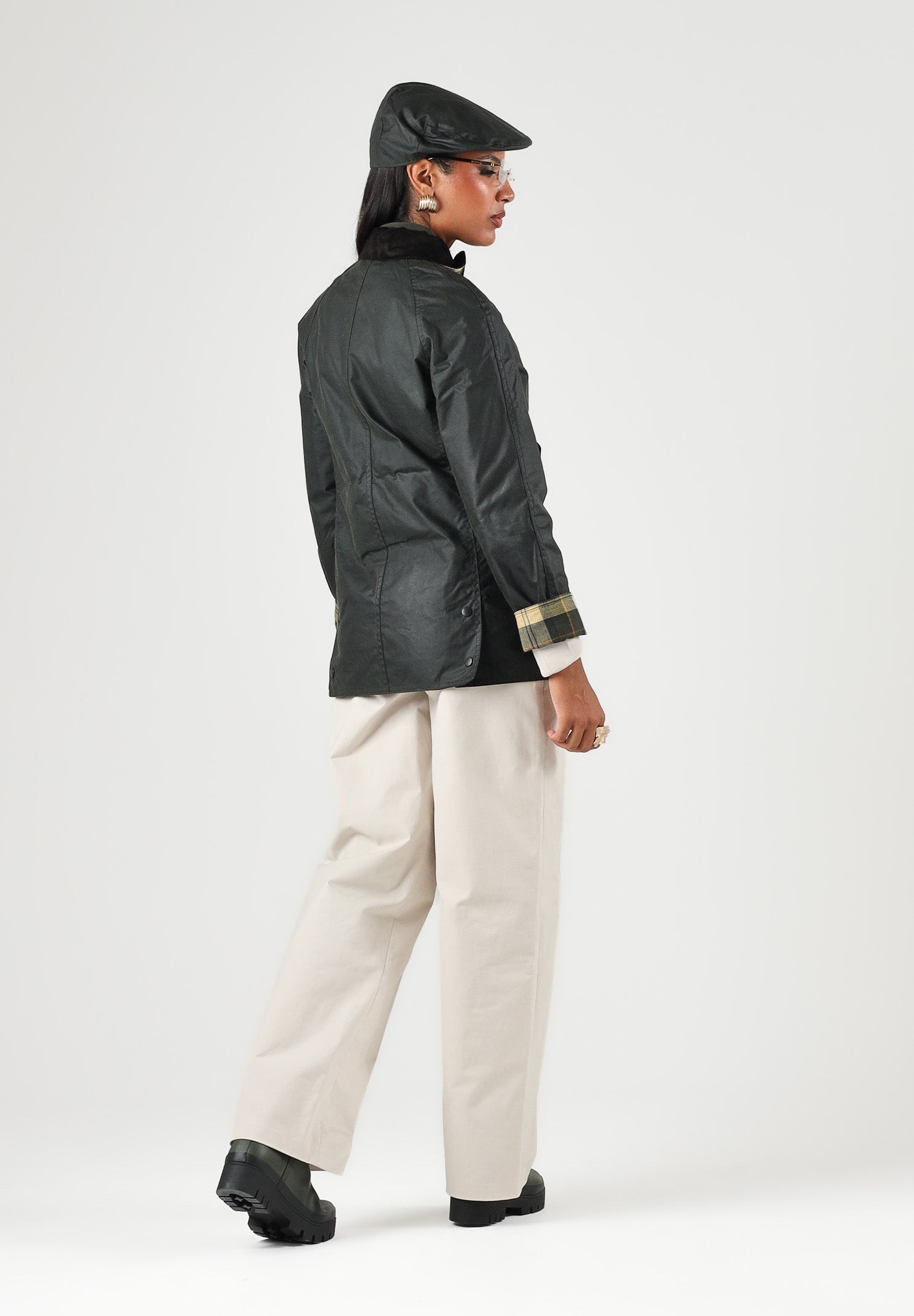 BARBOUR Giubbotto BEADNELL WAX JACKET sage-nero per donna con colletto in velluto a coste 262MLWX0667 SG91 BARBOUR 