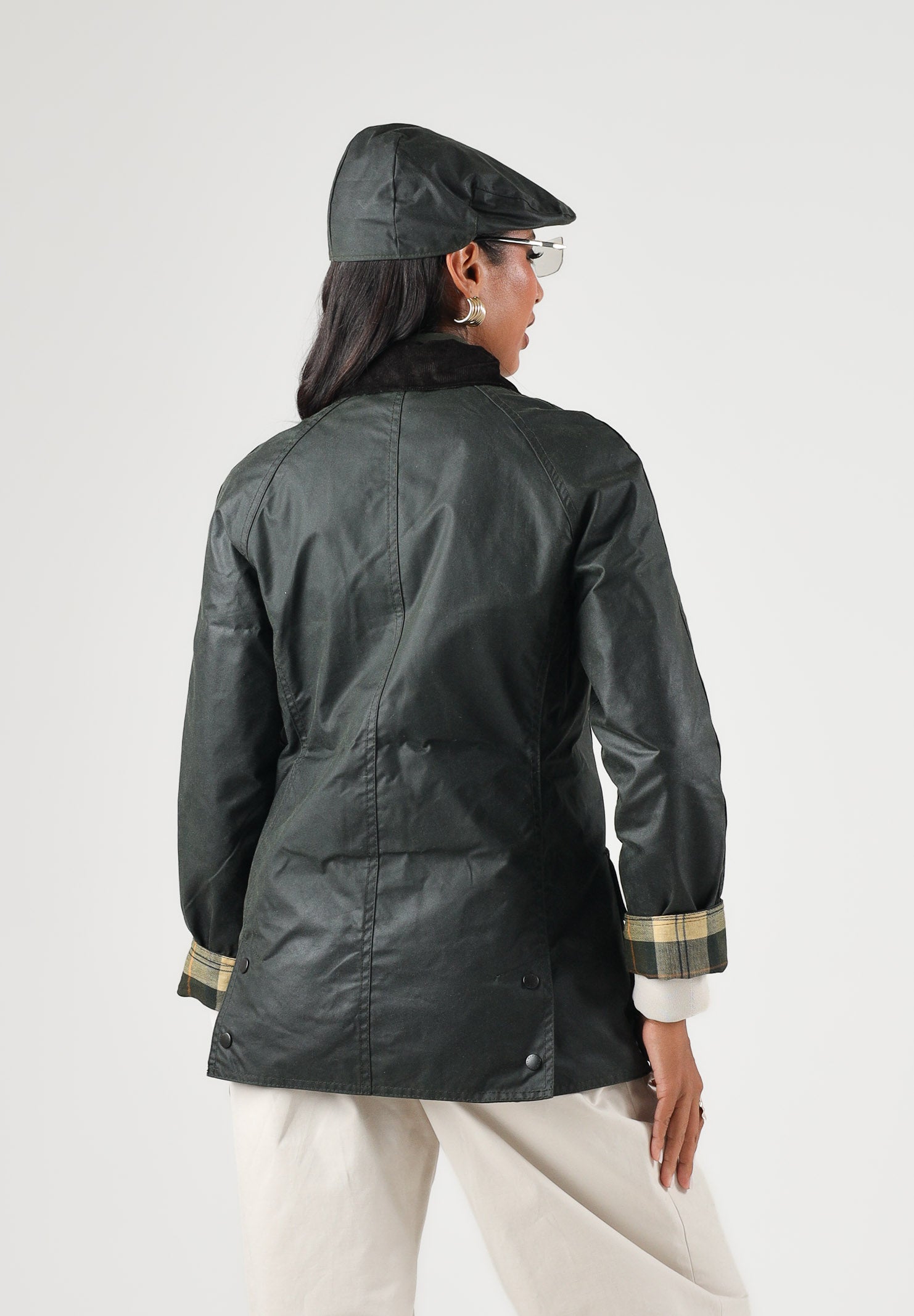 BARBOUR Giubbotto BEADNELL WAX JACKET sage-nero per donna con colletto in velluto a coste 262MLWX0667 SG91 BARBOUR 