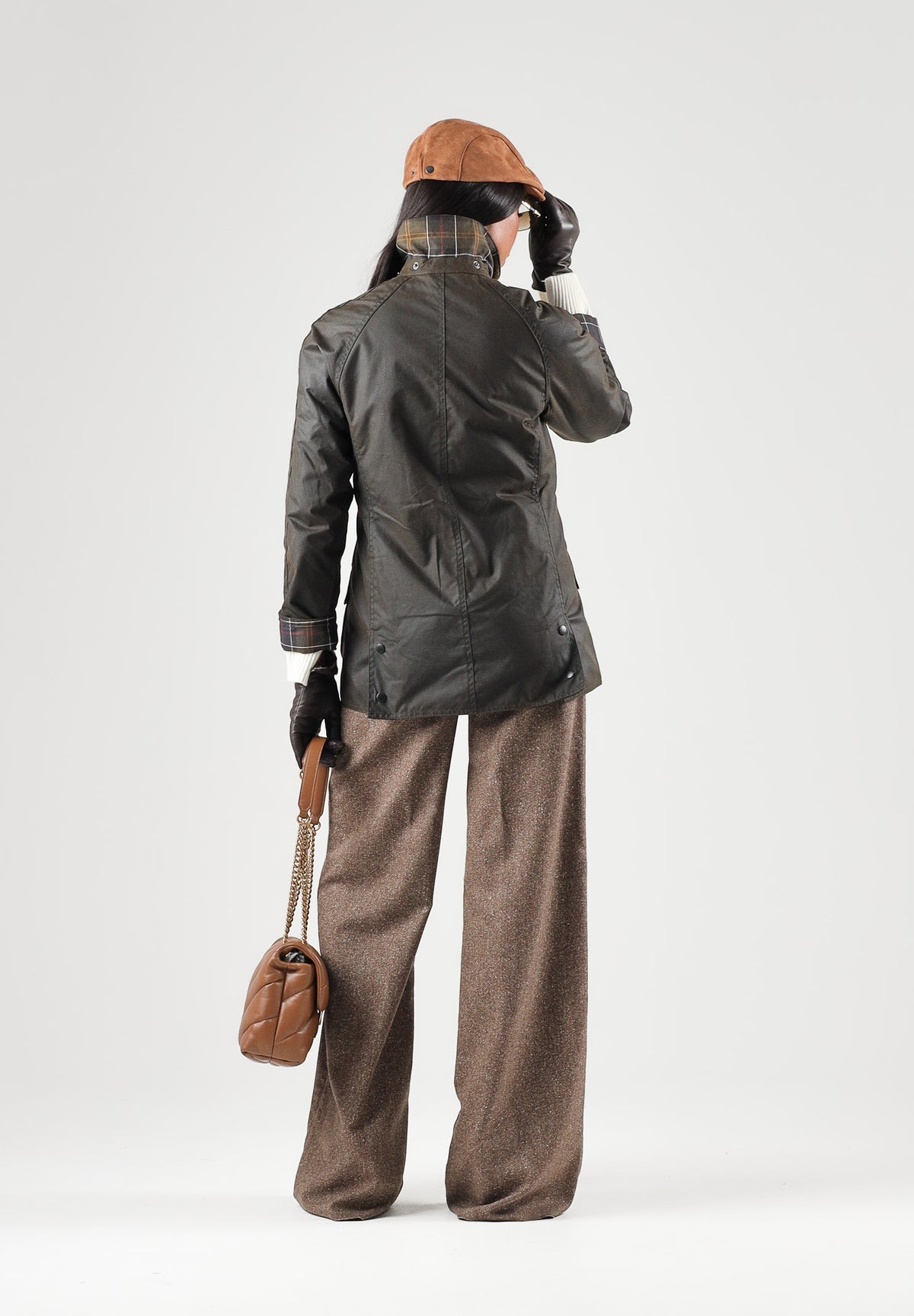 BARBOUR Giubbotto CLASSIC BEADNELL marrone scuro da donna in cotone cerato con colletto in velluto a coste 262MLWX0668 OL71 BARBOUR 