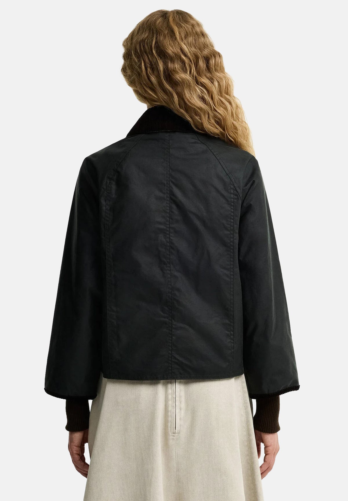 BARBOUR Giubbotto CROPPED BEADNELL verde per donna con taglio corto e colletto in velluto a coste. 262MLWX1403 SG51 BARBOUR 