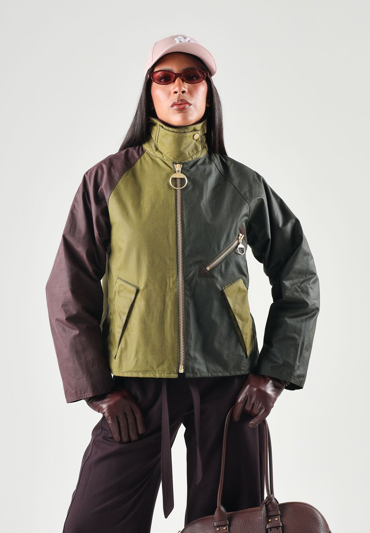 BARBOUR Giacca a vento SPEY WAX JACKET gold-verde per donna con design color block, taglio cropped 262MLWX1482 OL33 BARBOUR 