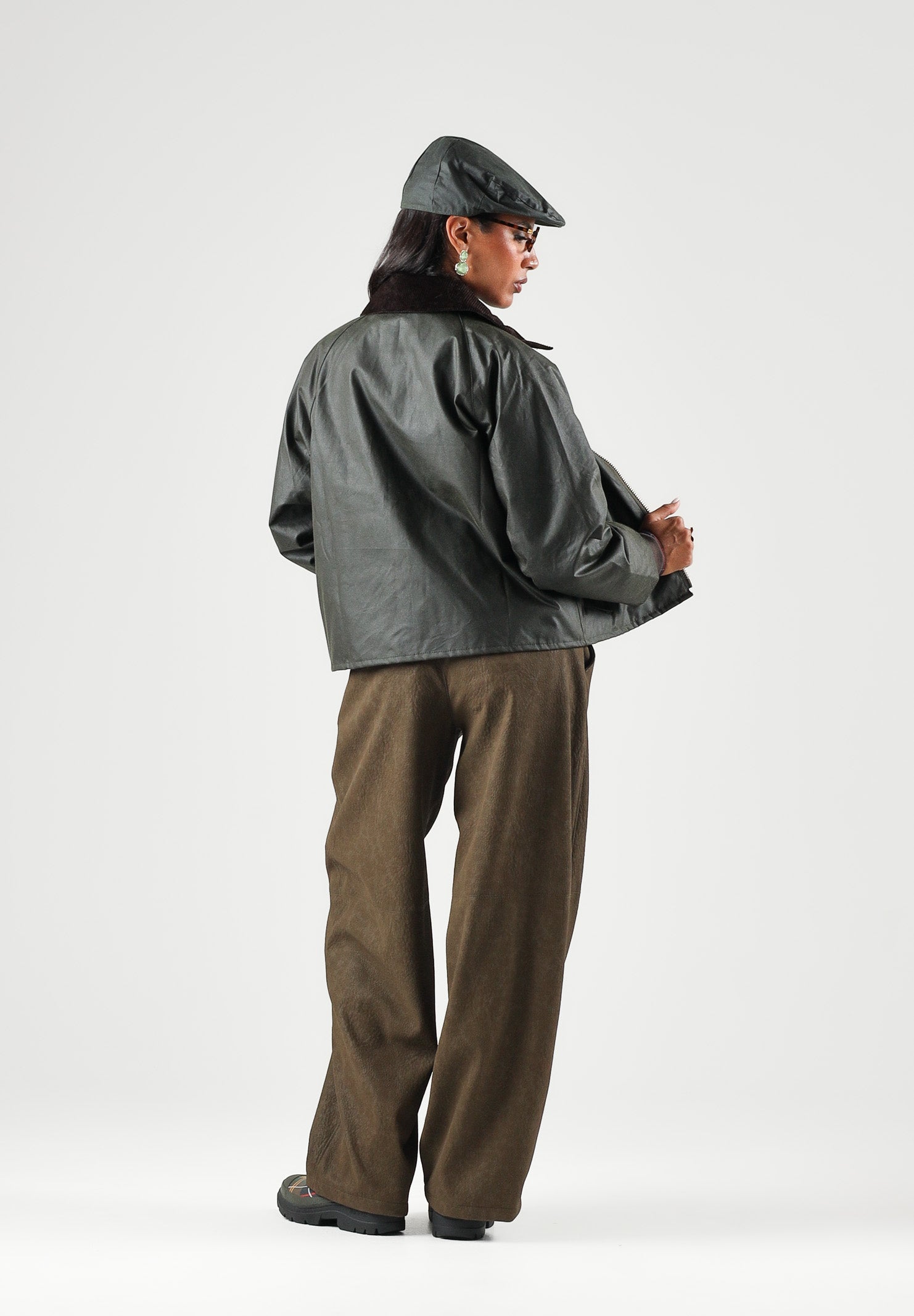 BARBOUR Giacca a vento SPEY WAX JACKET tartan-verde da donna con colletto in velluto a coste 262MLWX1482 OL52 BARBOUR 