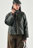 BARBOUR Giacca a vento SPEY WAX JACKET tartan-verde da donna con colletto in velluto a coste 262MLWX1482 OL52 BARBOUR 