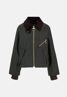 BARBOUR Giubbotto SPEY WAX JACKET tartan-verde da donna con colletto in velluto a coste 262MLWX1482 OL52 BARBOUR 