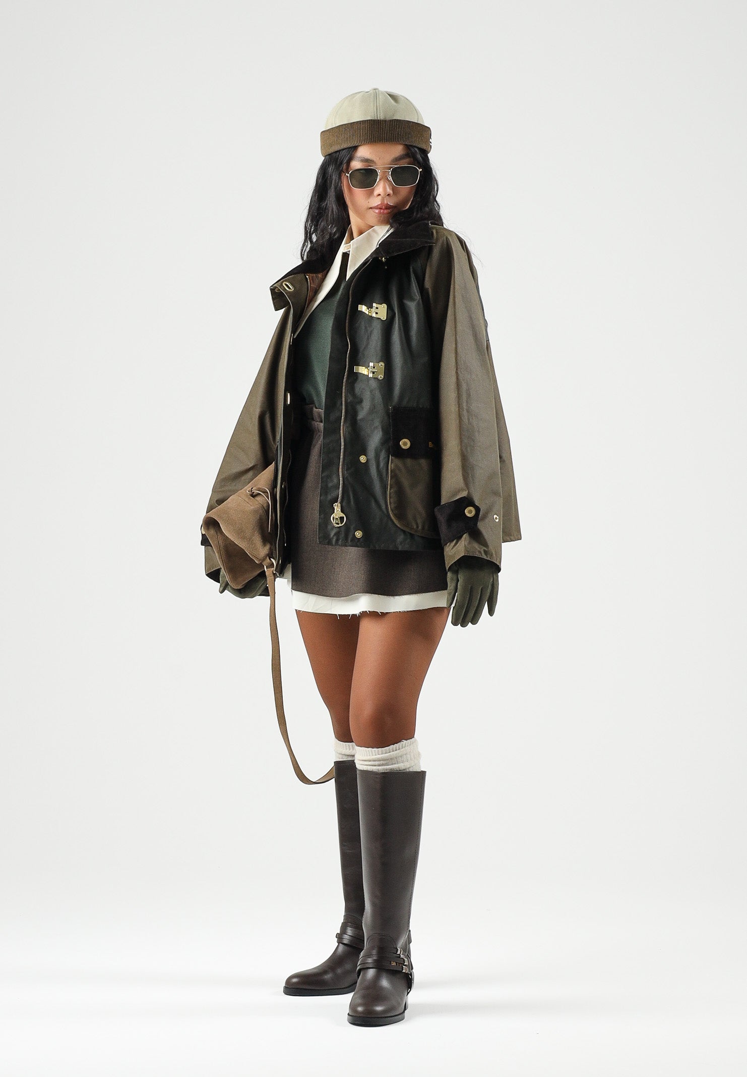 BARBOUR Giubbotto beech-fern marrone da donna con design bicolore, colletto alto e chiusura frontale 262MLWX1566 SN91 BARBOUR 